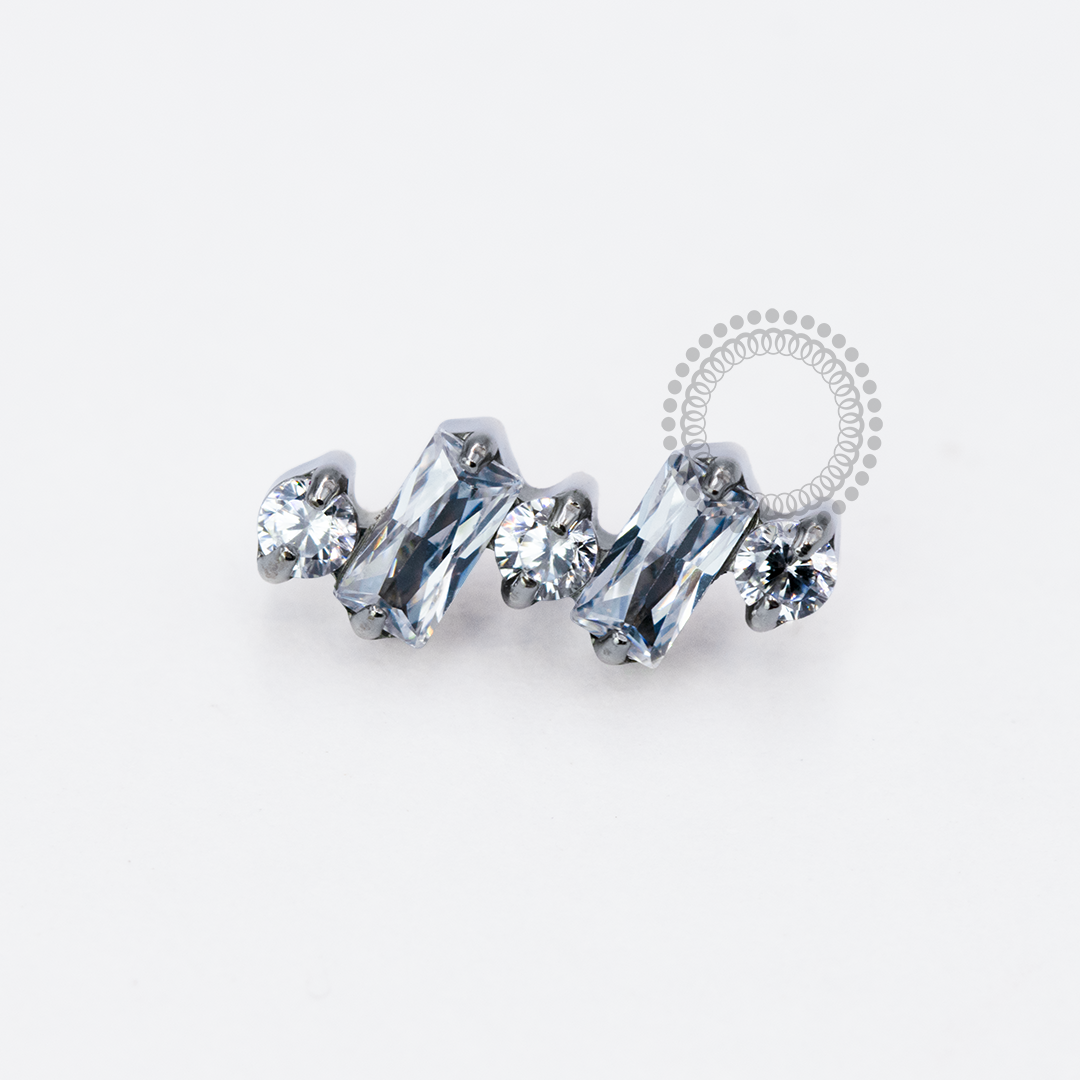 TN1914 Topo 2 Baguettes E 3 Pontos De Luz Titânio ASTM F-136