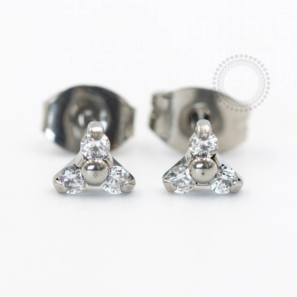 TN770 Trinity Zirconia Titanium Earring