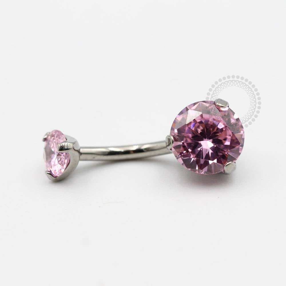 TN88 Navel Piercing Zirconia Stone Light Pink Titanium