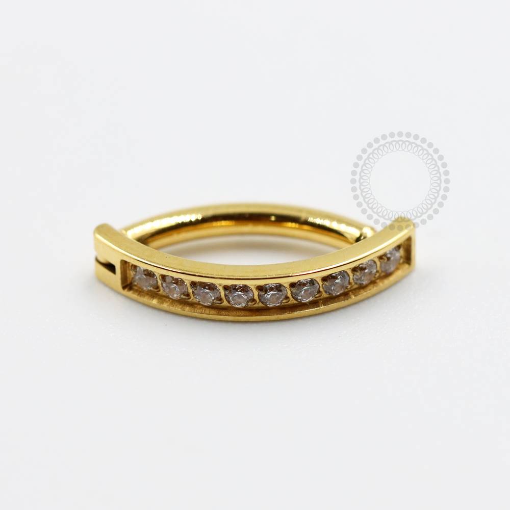 TN844 Navel Belly Clicker Zircônia Cubica Titânio PVD Gold
