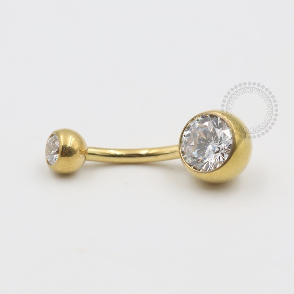 TN483 Traditional Navel Zirconia Titanium PVD Gold