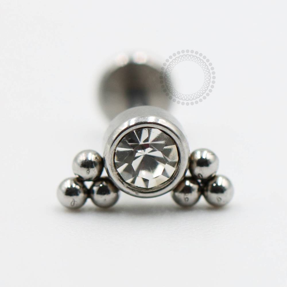 PB65 Labret Crystal Stone with 316L Steel Balls