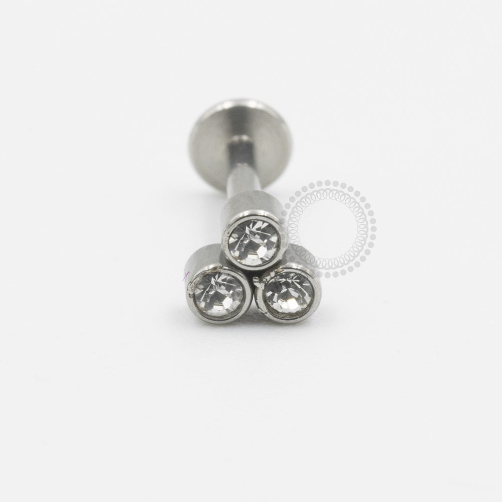 PB66 Labret Trinity Circular Crystal 316L Steel