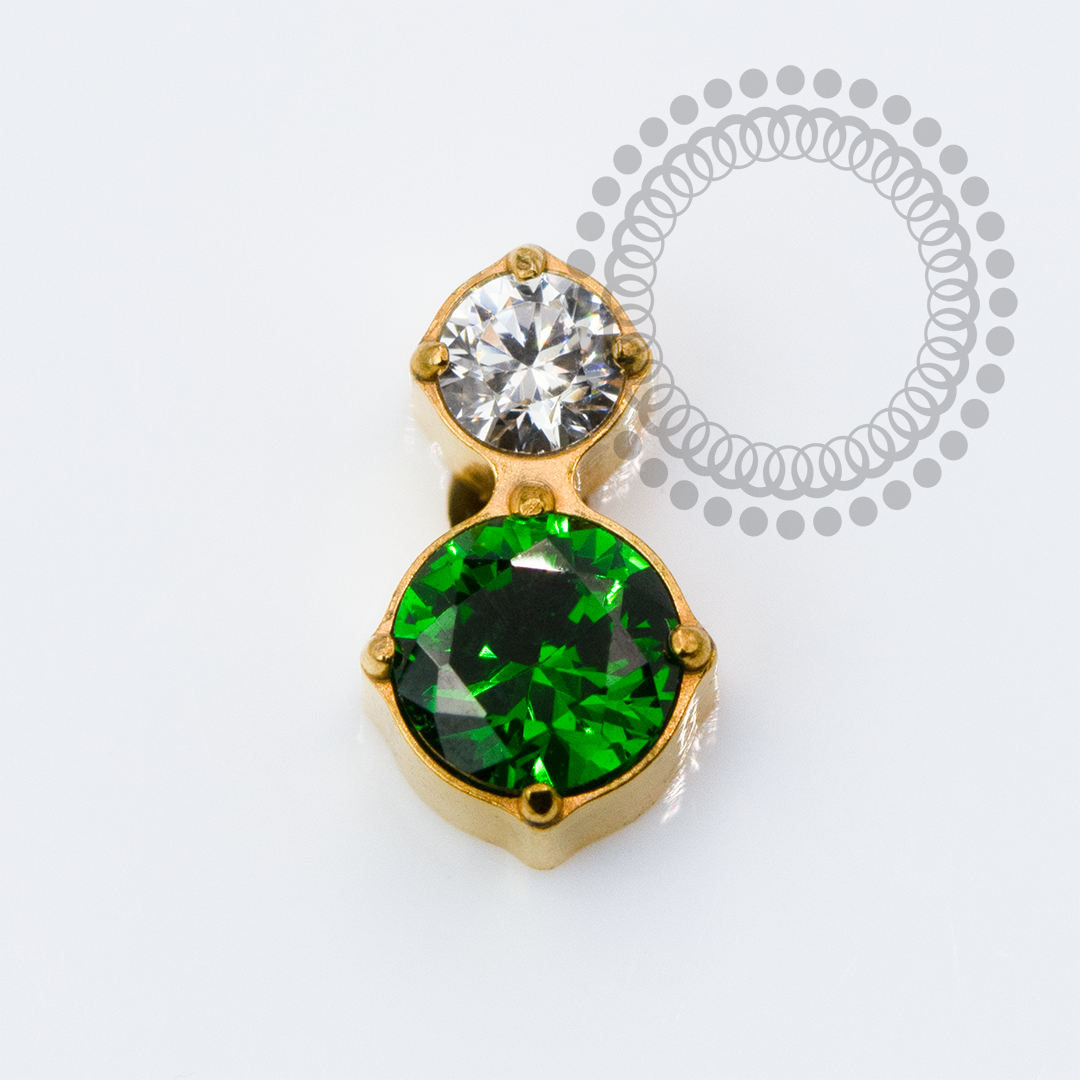 TN2291 Topo CZ Esmeralda e Cristal Titânio PVD Gold