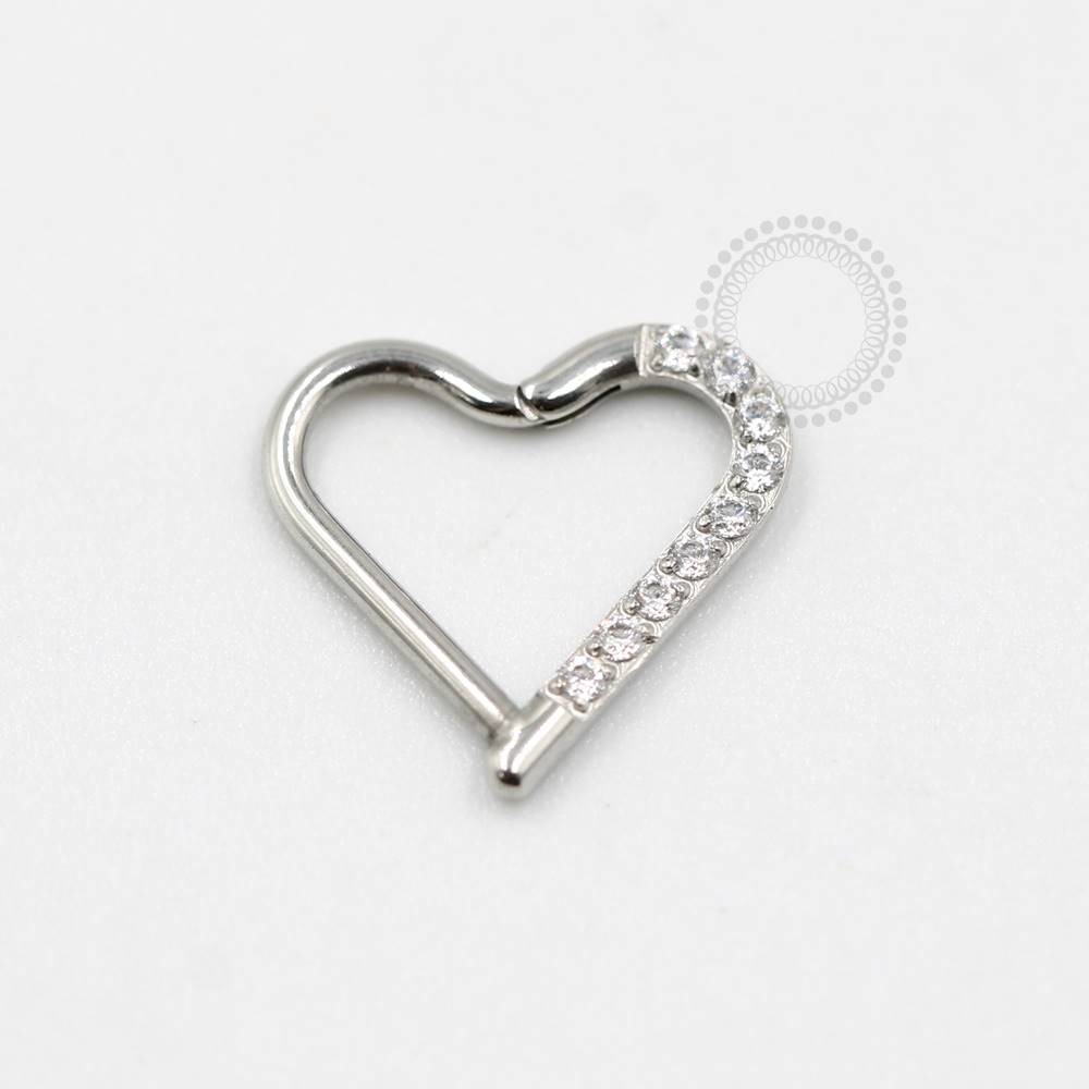 PB21 Hinged Daith Heart Studded with Zirconias