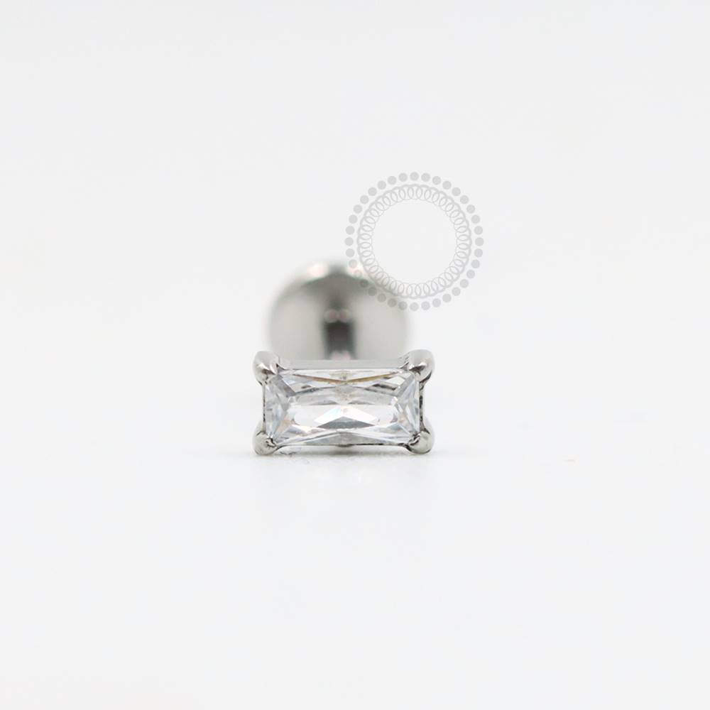 PB114 Labret Zirconia Baguette Steel 316L