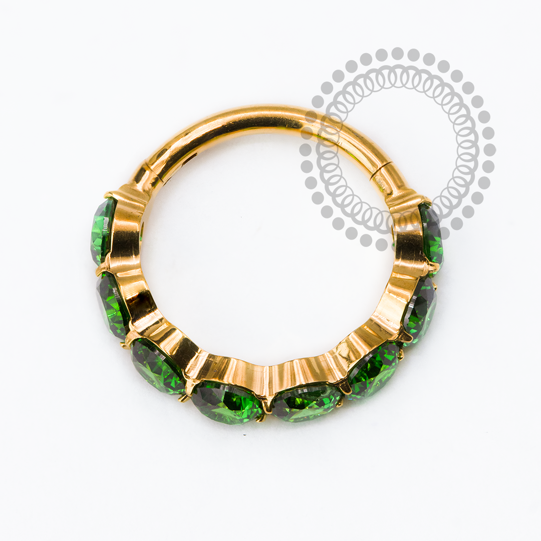 TN2520 Segmento CZ 3mm Esmeralda Titânio PVD Gold