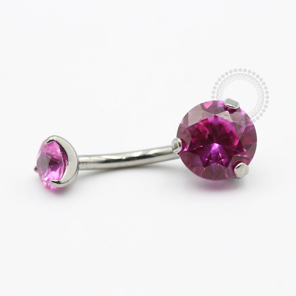 TN156 Navel Piercing Pedra Zirconia Fúcsia Titânio
