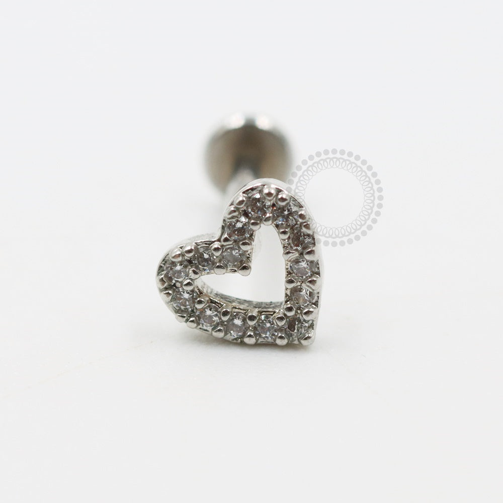 PB89 Labret Heart Zirconia 316L Steel