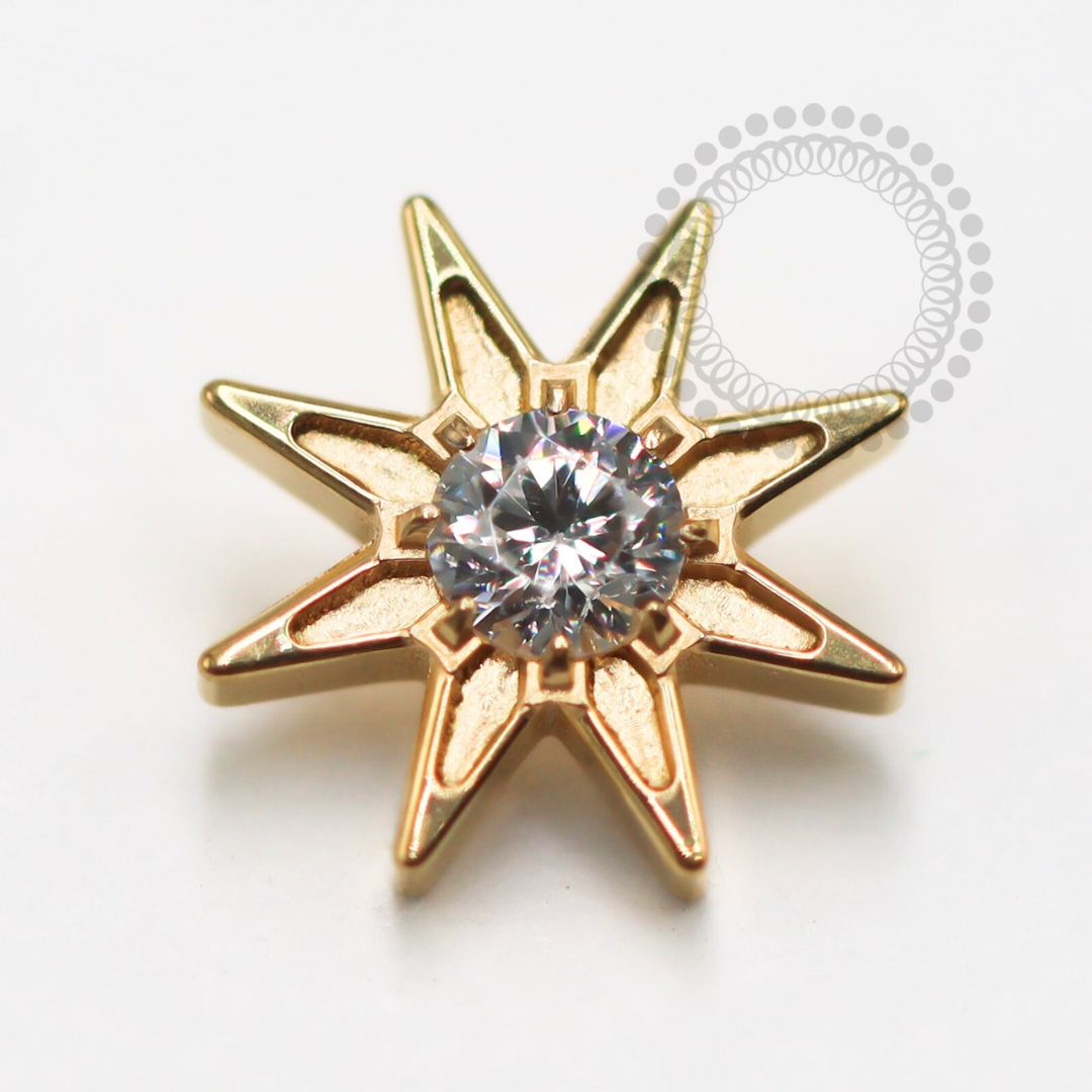 TN1581 Topo Estrela Divina Titânio PVD Gold