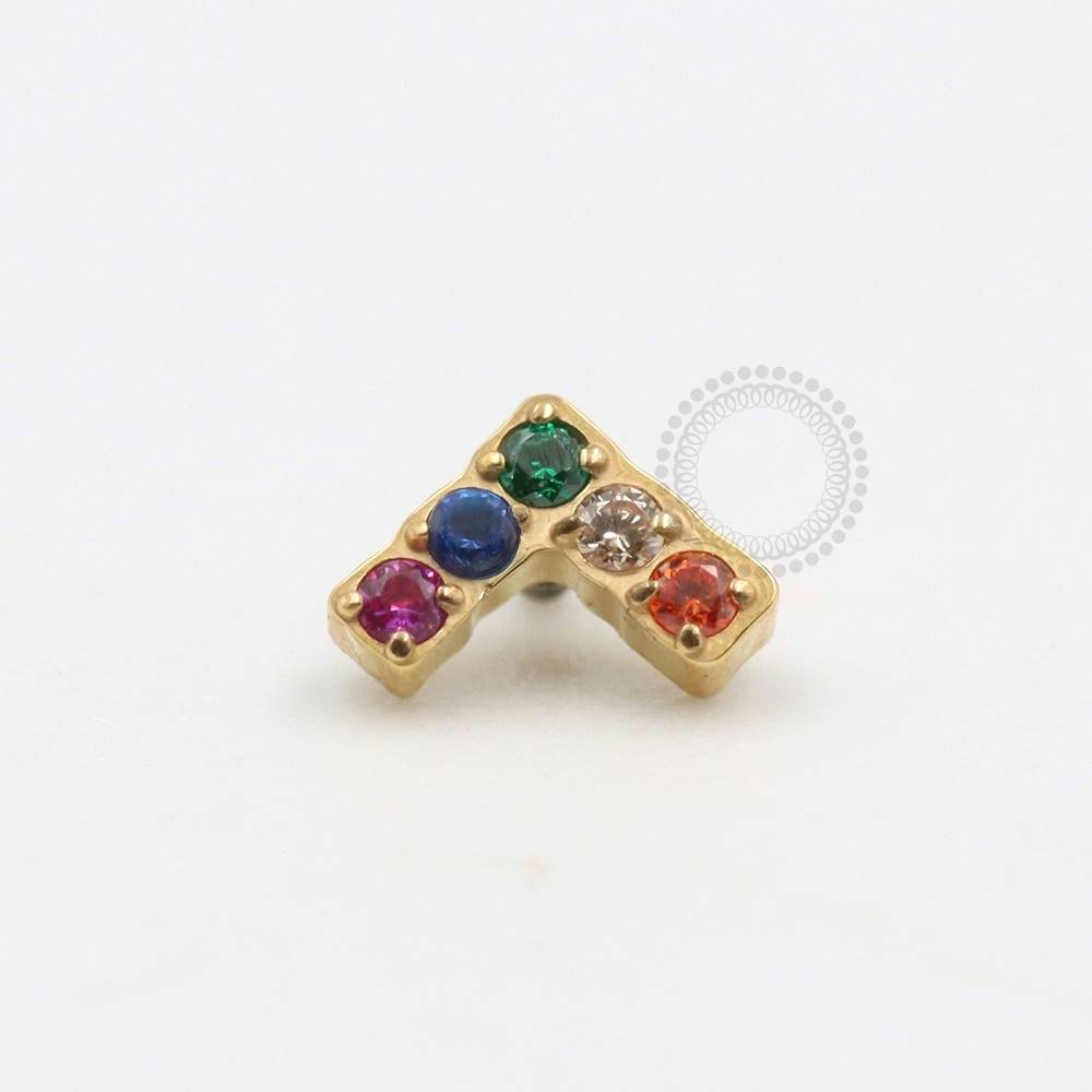 TN486 Topo Mini V Zirconias Titânio PVD Gold