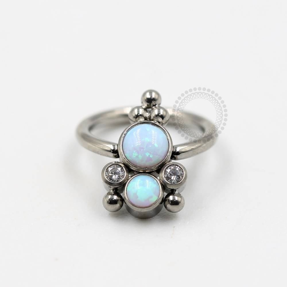 TN351 Captive Decorated Stones And Spheres Titanium Opal Blue (Model 1)