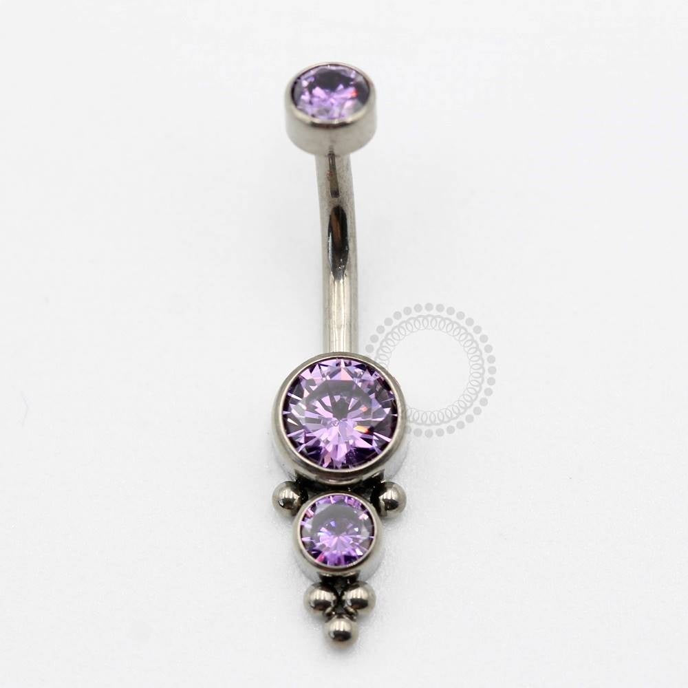 TN415 Navel Piercing 2 Zirconias Com Esferas Titânio