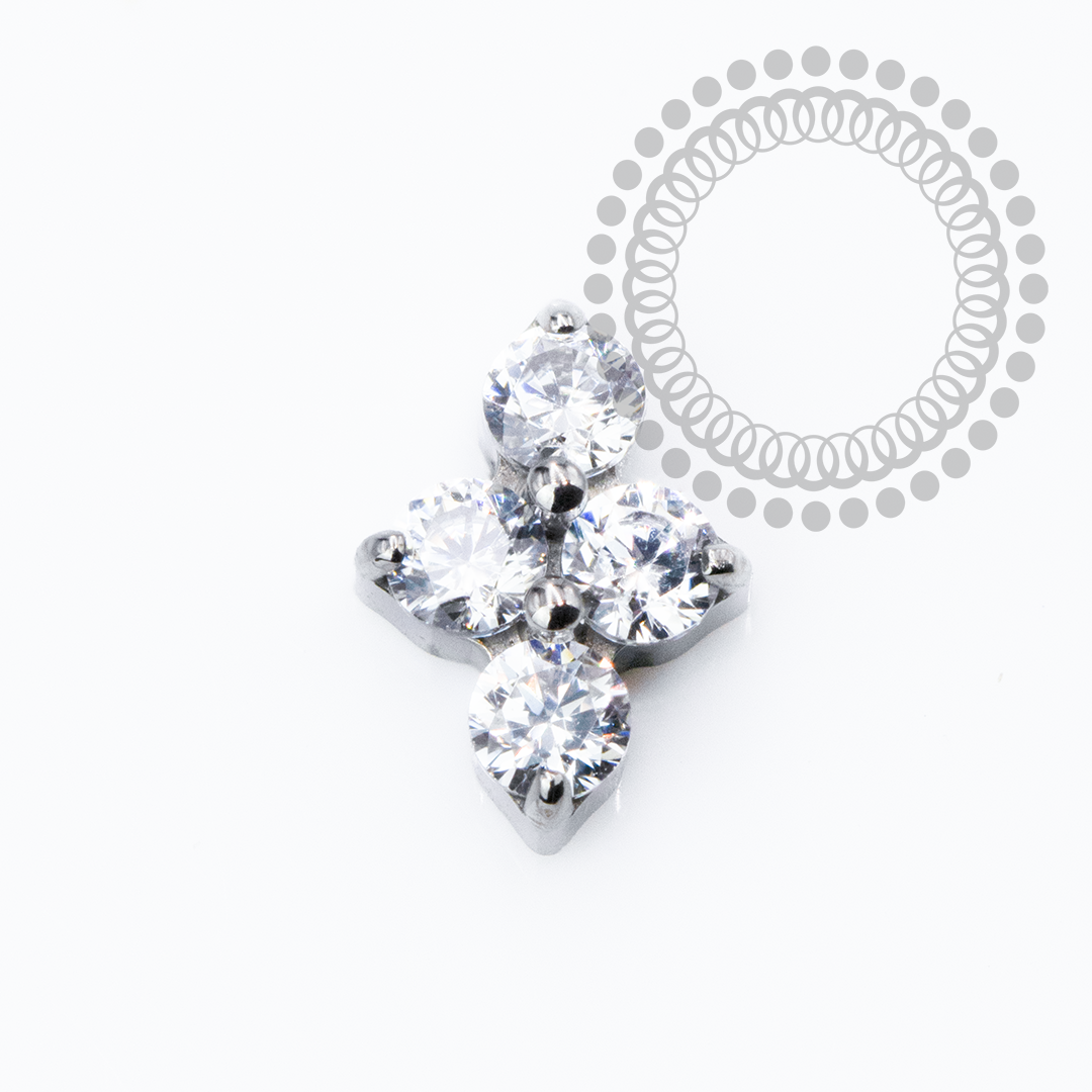 TN2366 Topo Mini Clover CZ Cristal Push Pin Titânio ASTM F136