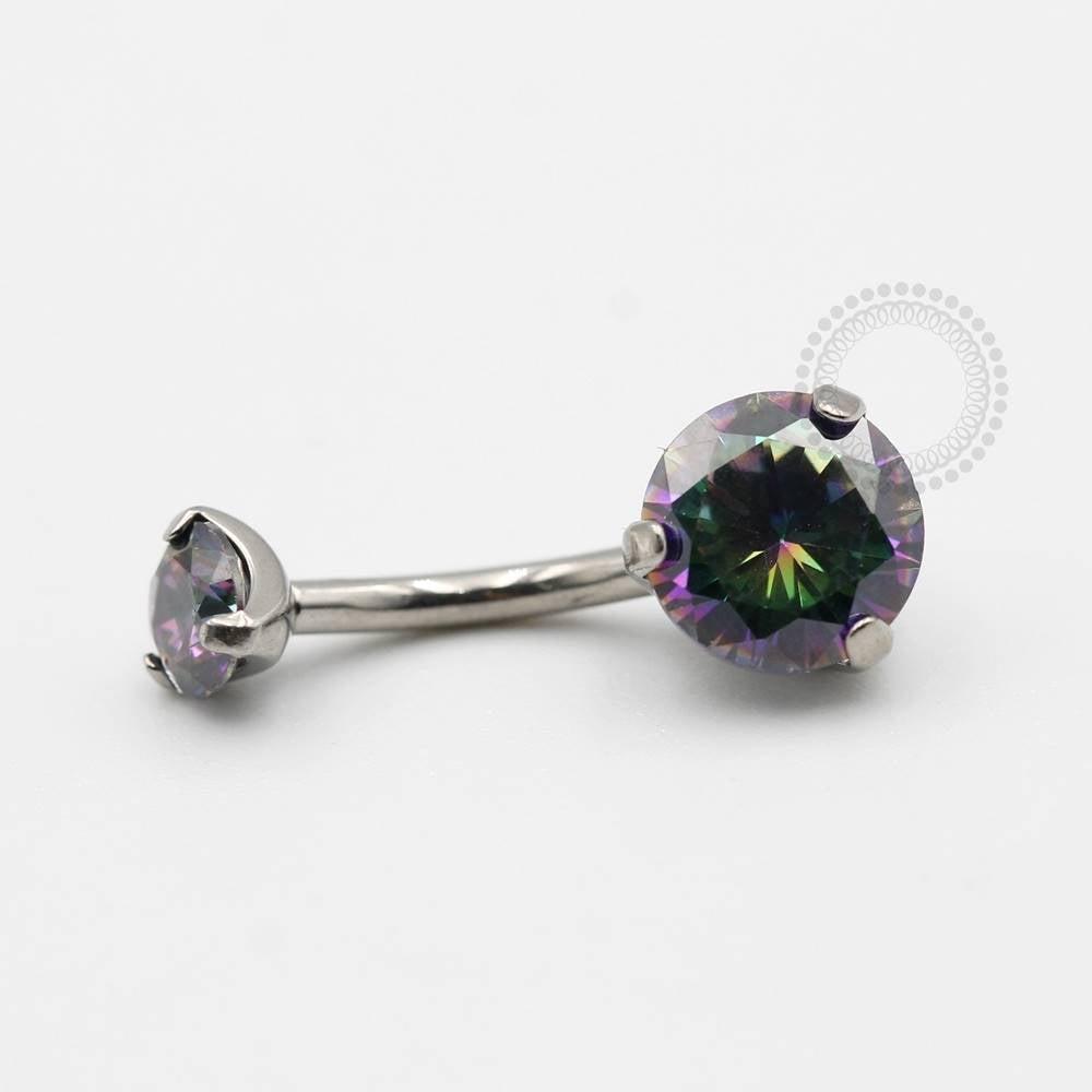 TN460 Navel Piercing Pedra Zirconia Vitrail Medium Titânio