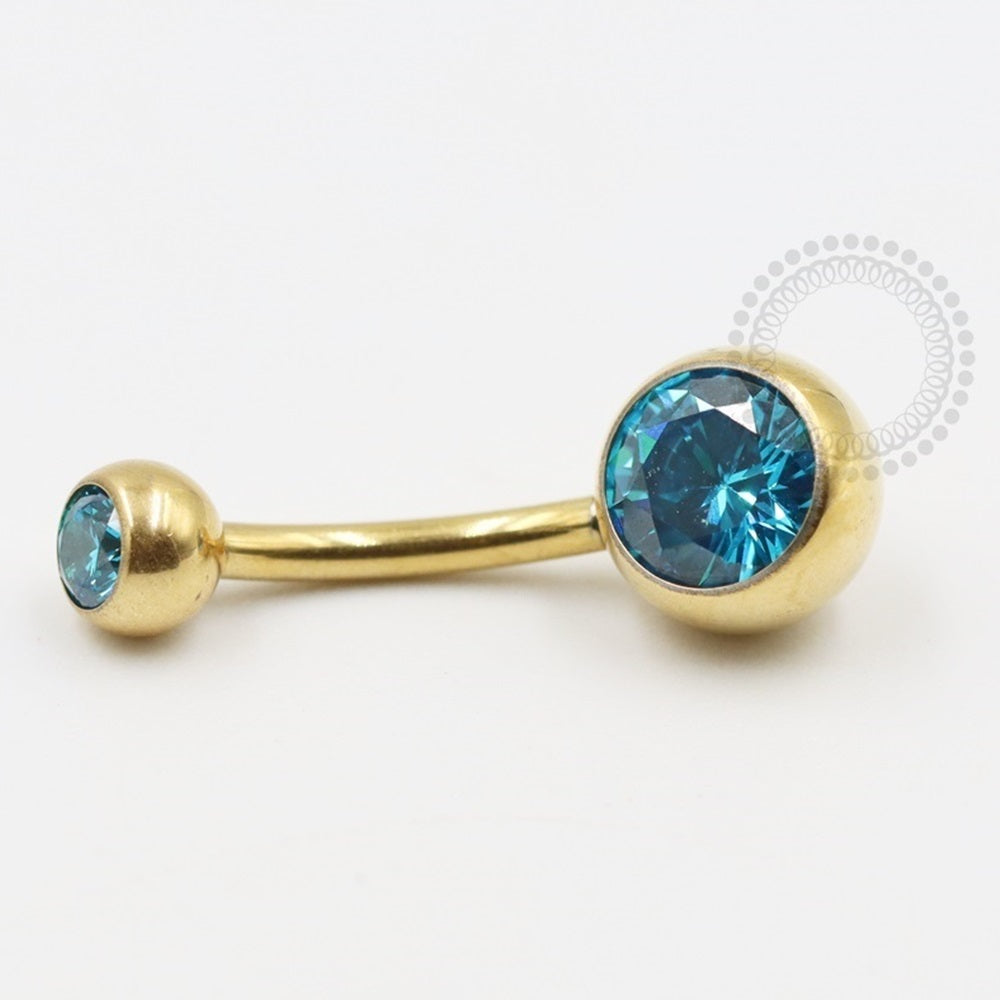 TN483 Traditional Navel Zirconia Titanium PVD Gold