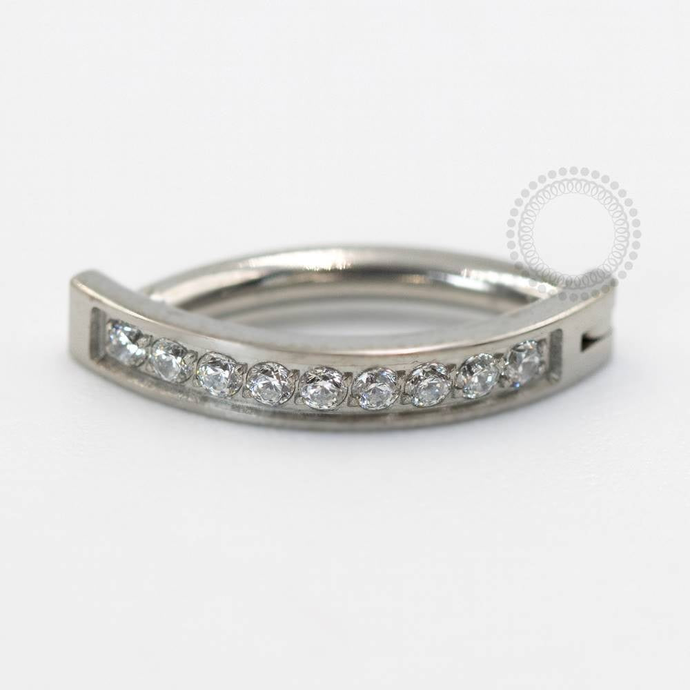 TN728 Navel Belly Clicker Cubic Zirconia Studded Titanium