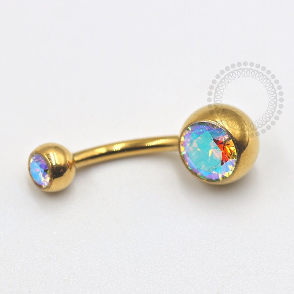 TN483 Traditional Navel Zirconia Titanium PVD Gold