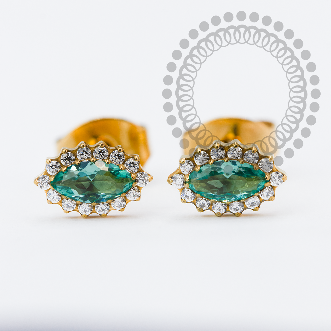 TN2132 Brinco Marquise CZ Titânio PVD Gold