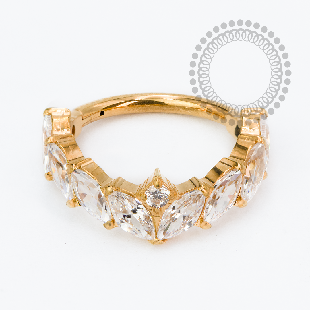 TN2424 Segmento Coroa CZ Navetes Titânio PVD Gold