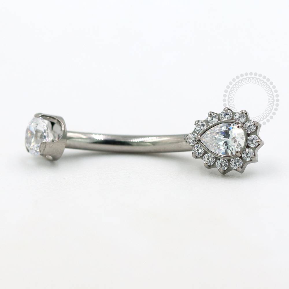 TN812 Navel Piercing Drop with Petals Zirconia Titanium