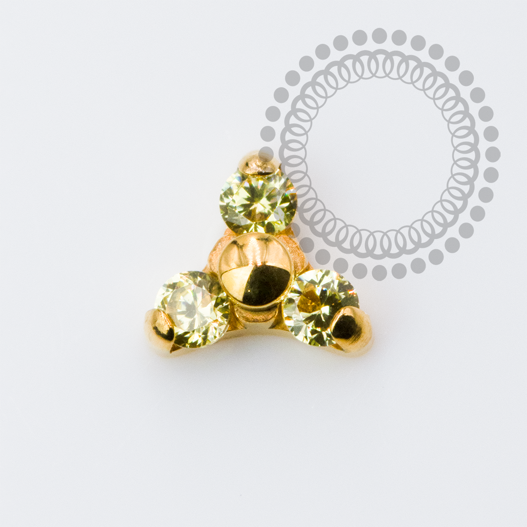 TN2281 Topo Trinity CZ Amarela Push Pin Titânio PVD Gold
