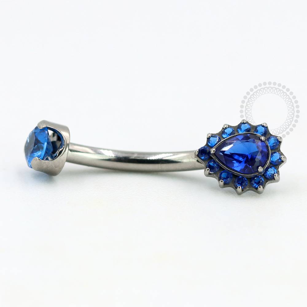 TN812 Navel Piercing Drop with Petals Zirconia Titanium