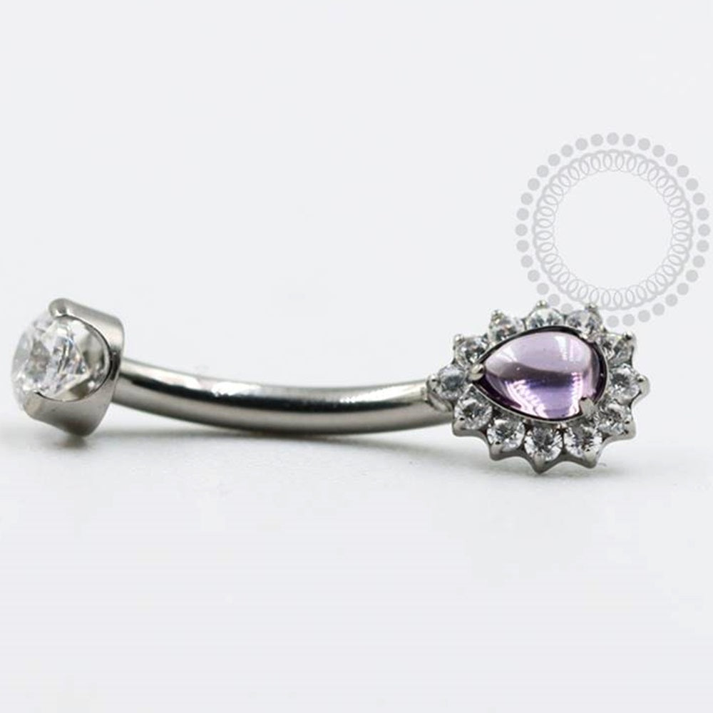TN812 Navel Piercing Drop with Petals Zirconia Titanium