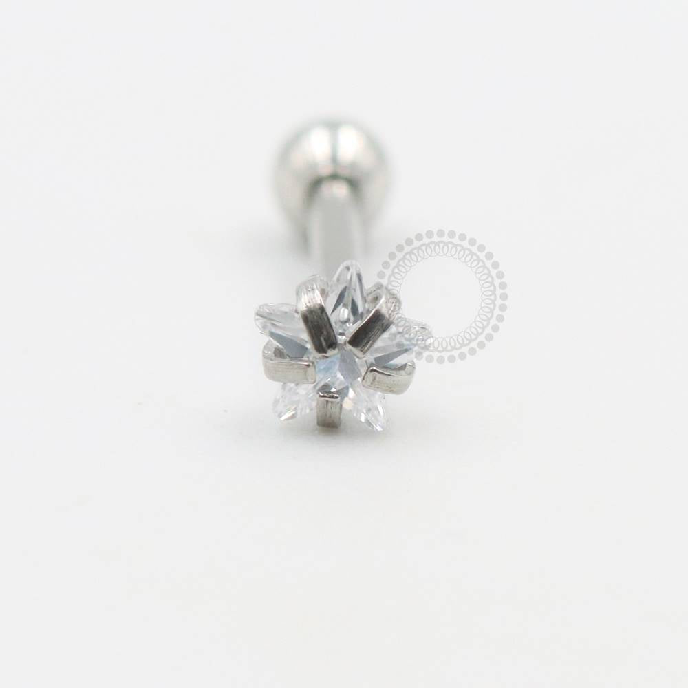 PB80 Micro Barbell Crystal Star 316L steel