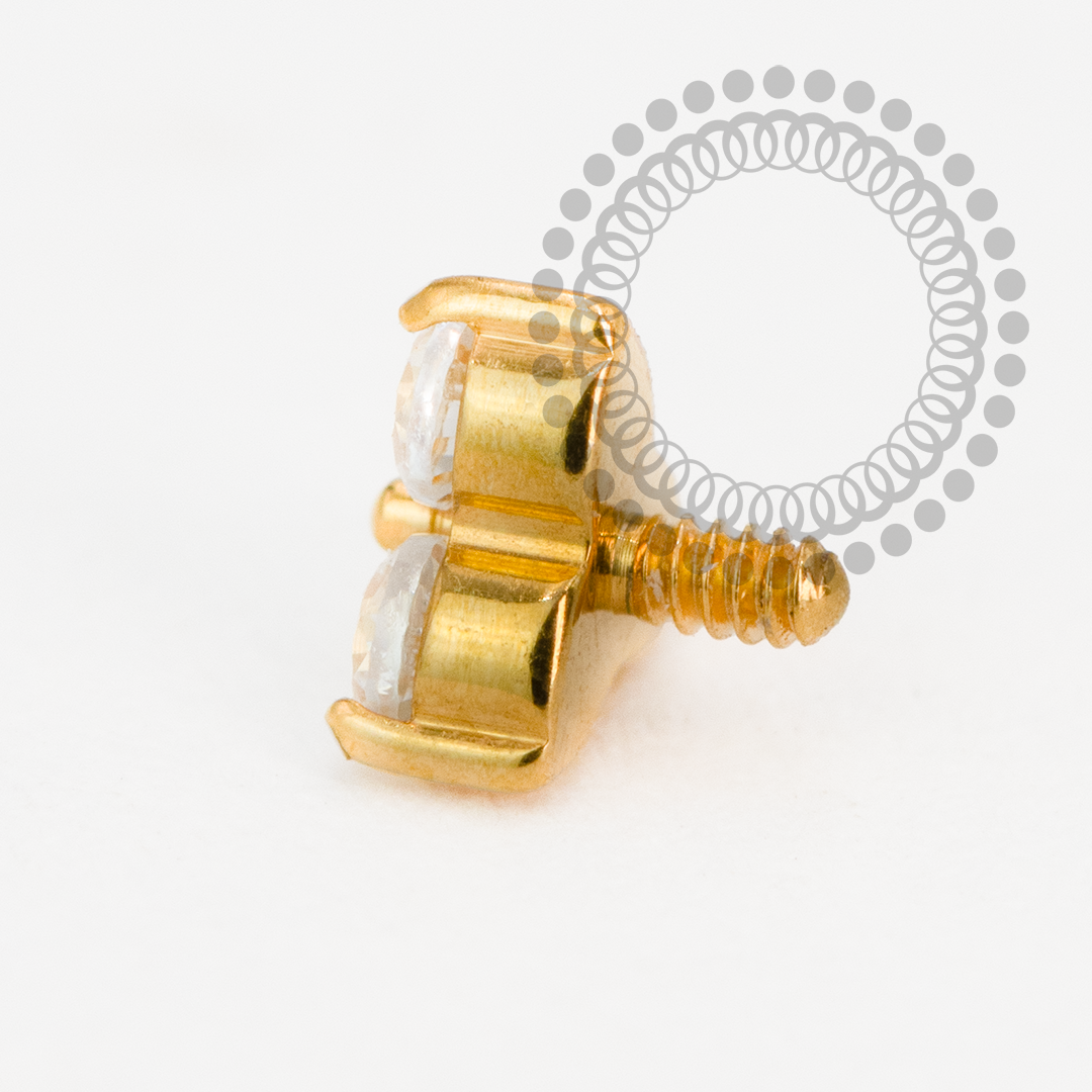 TN2212 Topo Mini Trinity Luxo CZ Titânio PVD Gold