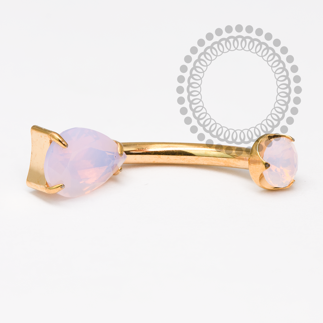 TN2060 Navel Gota Quartzo Rosa Titânio PVD GOLD