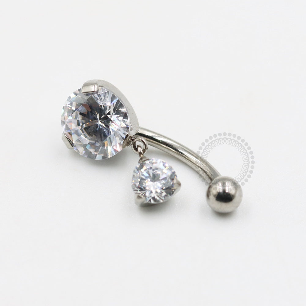 TN696 Navel With CZ Pendant Titanium