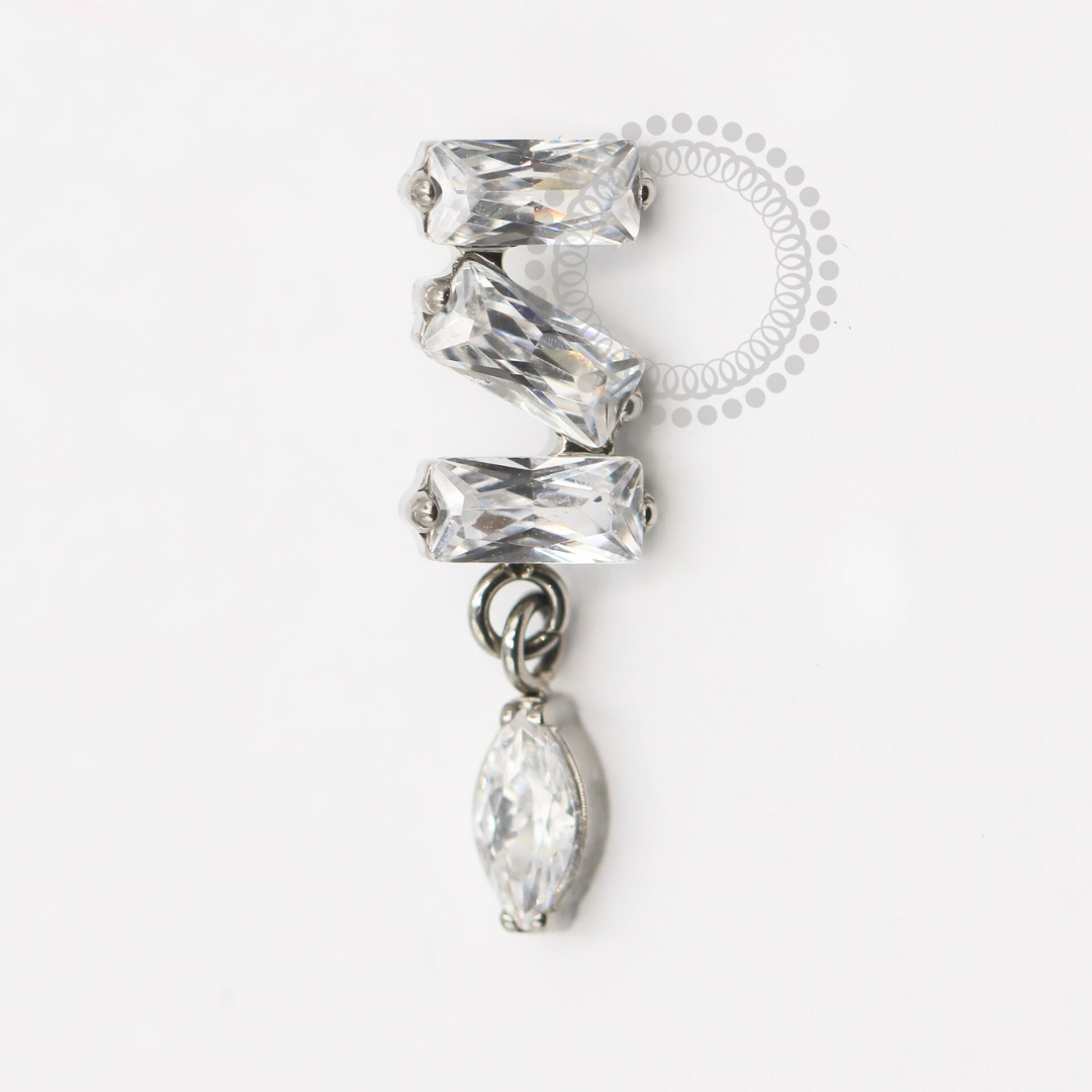 TN1896 Topo 3 Baguettes e 1 Navete Titânio ASTM F-136