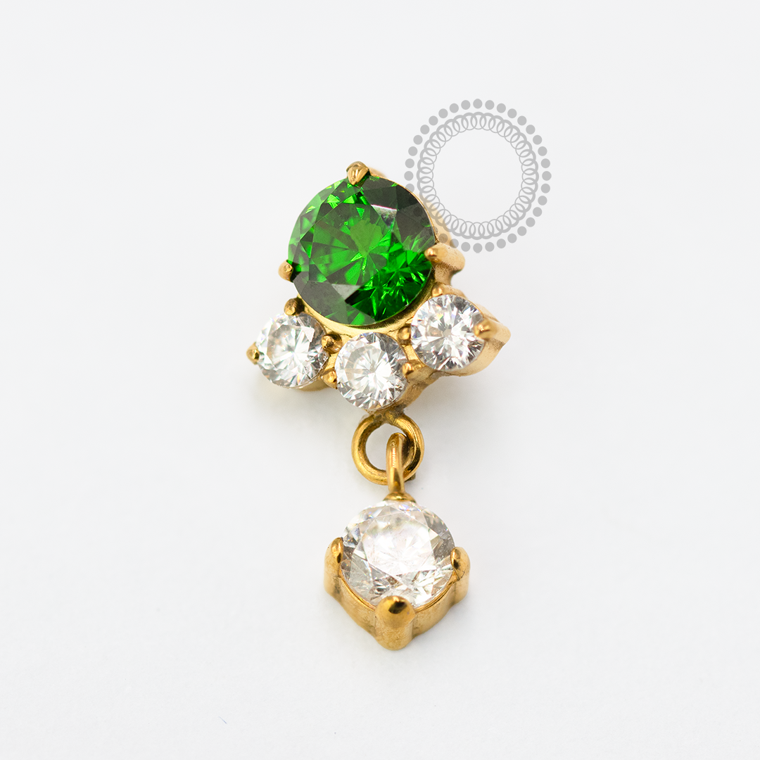 TN1675 Topo Flor De Esmeralda Titânio PVD Gold