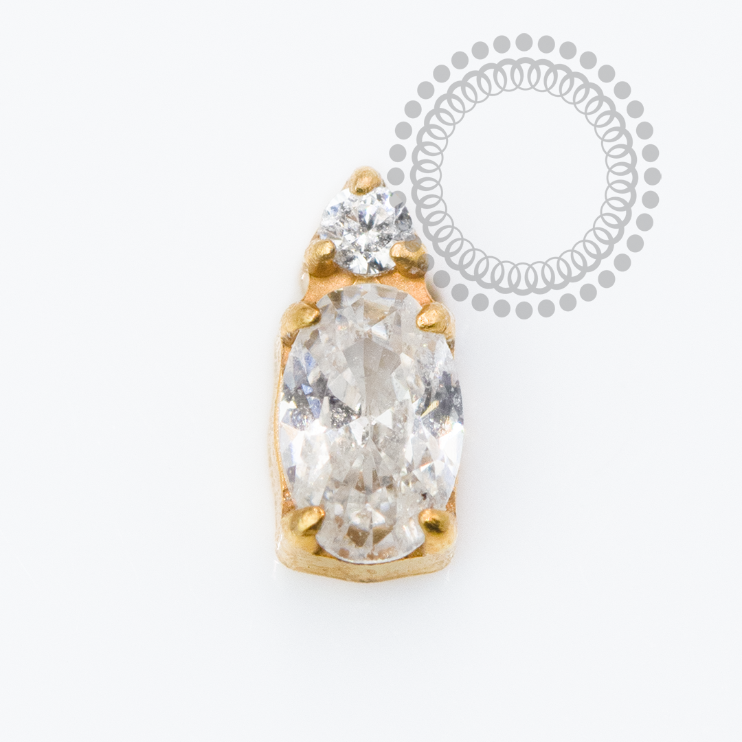 TN2348 Topo Mini Zirconia Oval Titânio PVD Gold