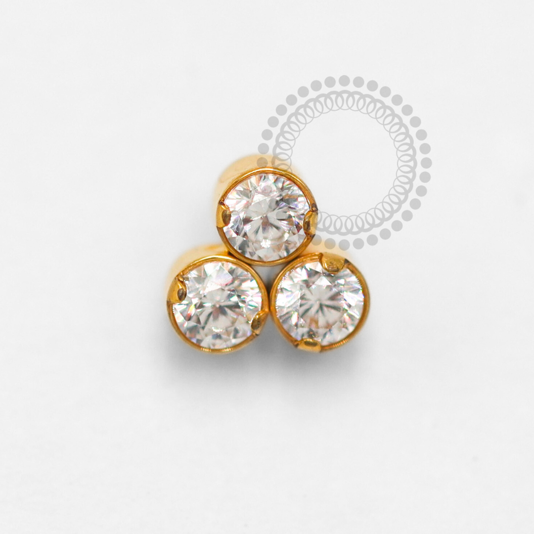TN1543 Topo Trinity CZ Titânio PVD Gold