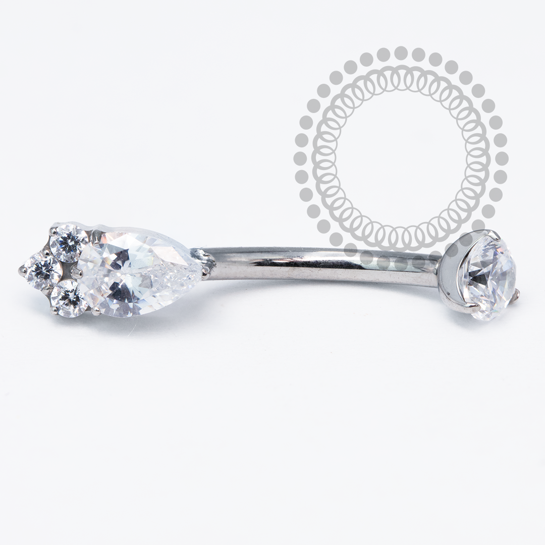 TN2056 Navel Gota Trinity CZ Titânio ASTM F136