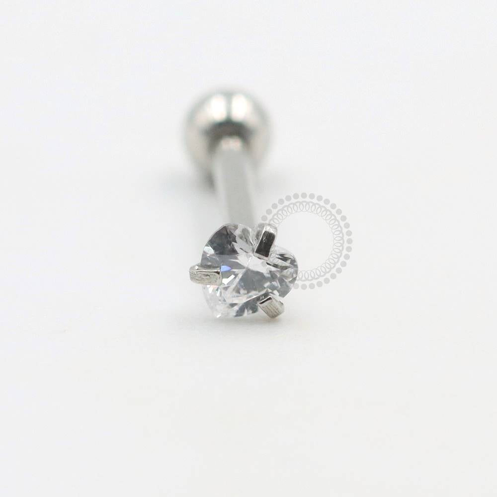 PB81 Microbell Heart Rhinestone 316L Steel