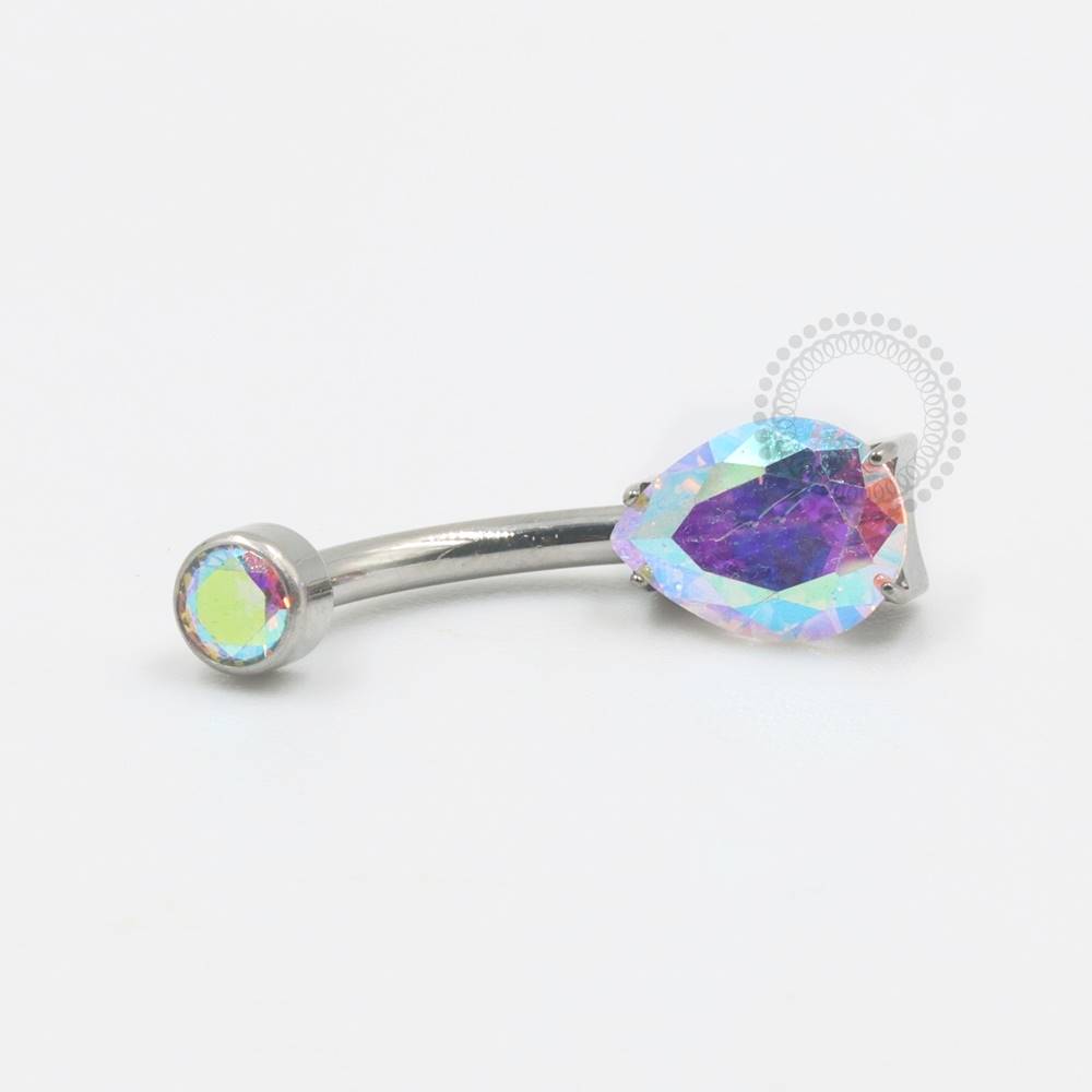 TN526 Navel Drop Zirconia Crystal Titanium