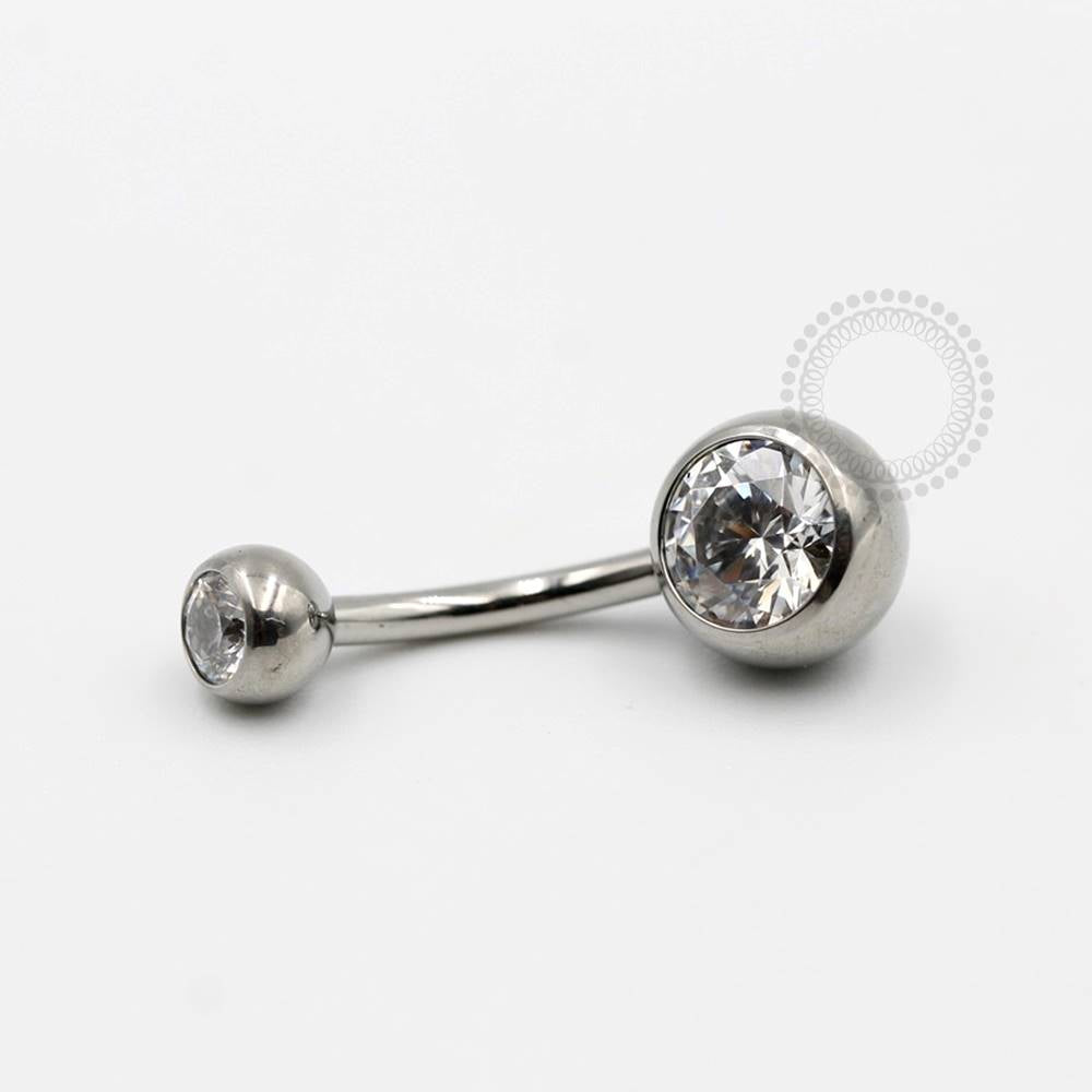 TN99 Navel Piercing Tradicional Stone CZ Titânio