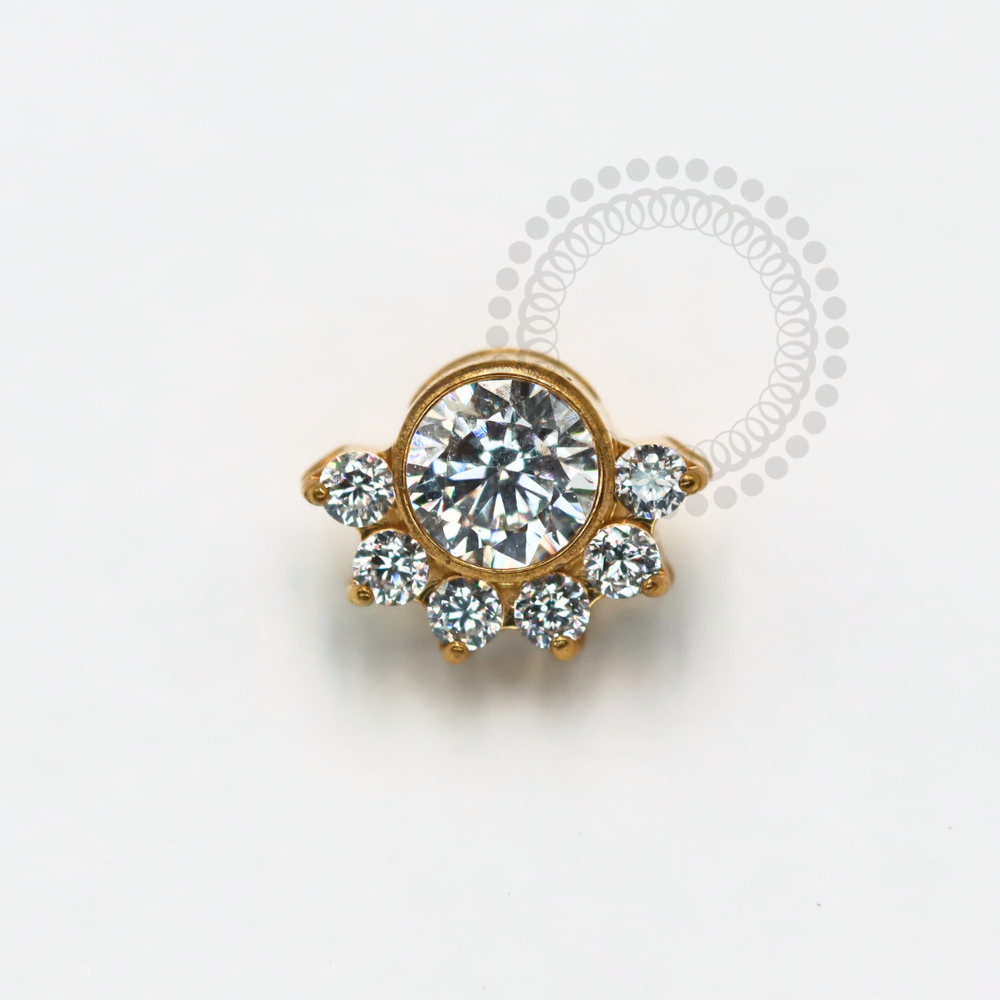 TN1204 6 Stones Mini Titanium PVD Gold Light Point Top