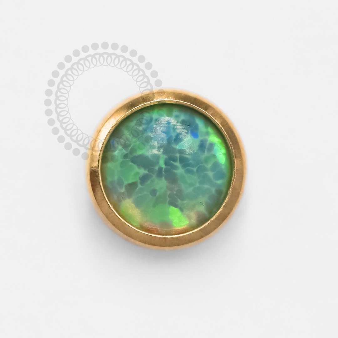TN1336 Green Opal Stone Topper OP11 Titanium PVD Gold