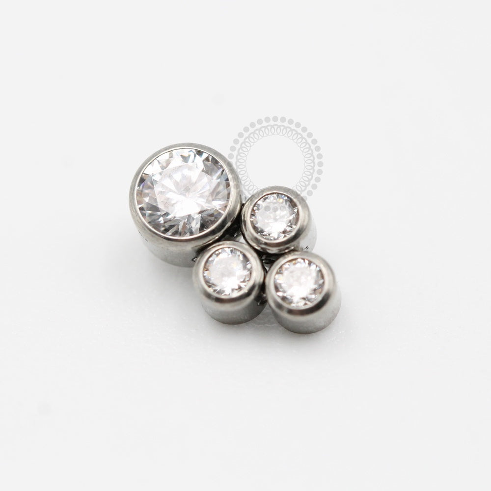 TN392 Topo Zirconias 4mm Com 3 CZ 2,5mm Titânio