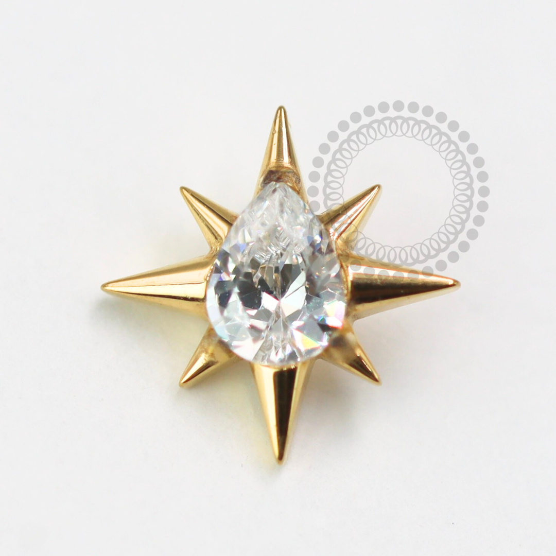 TN1580 Topo Estrela Gota Central Titânio PVD Gold