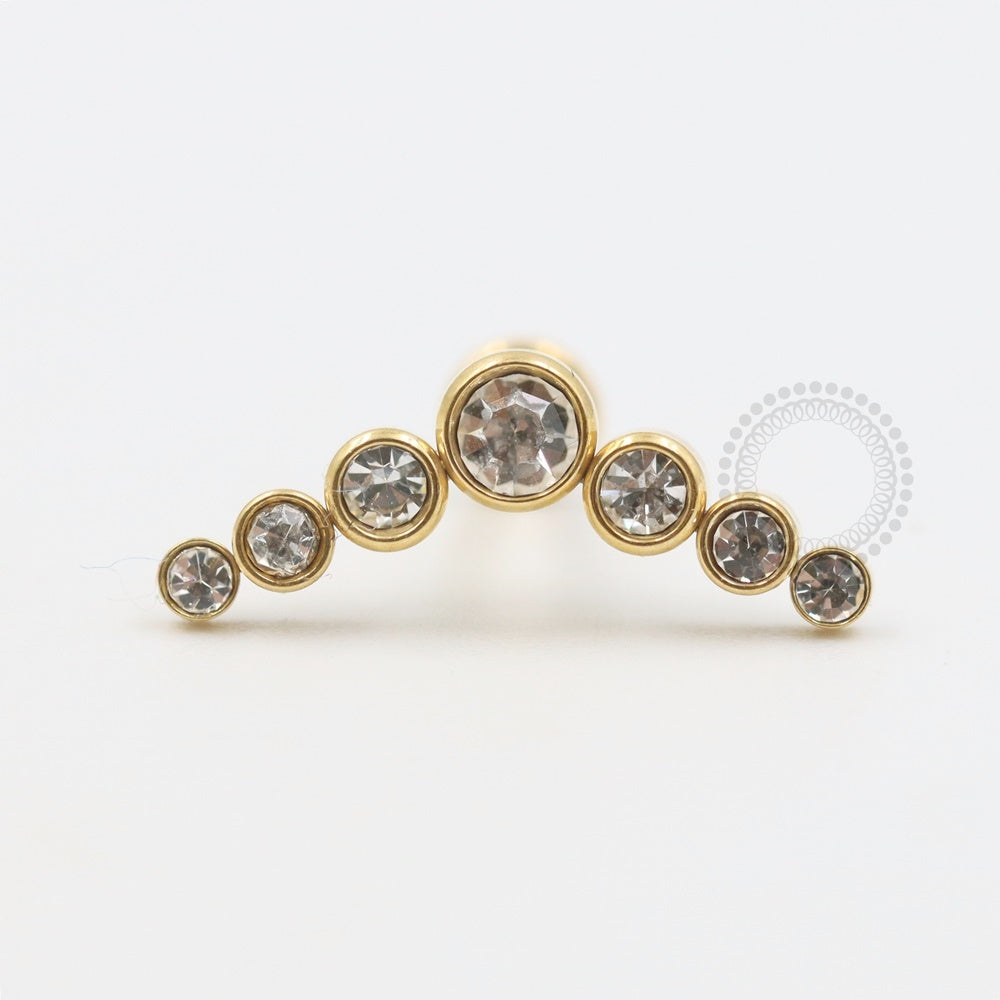 PVD69 Labret Cluster Rhinestone Glued Steel Pvd Gold