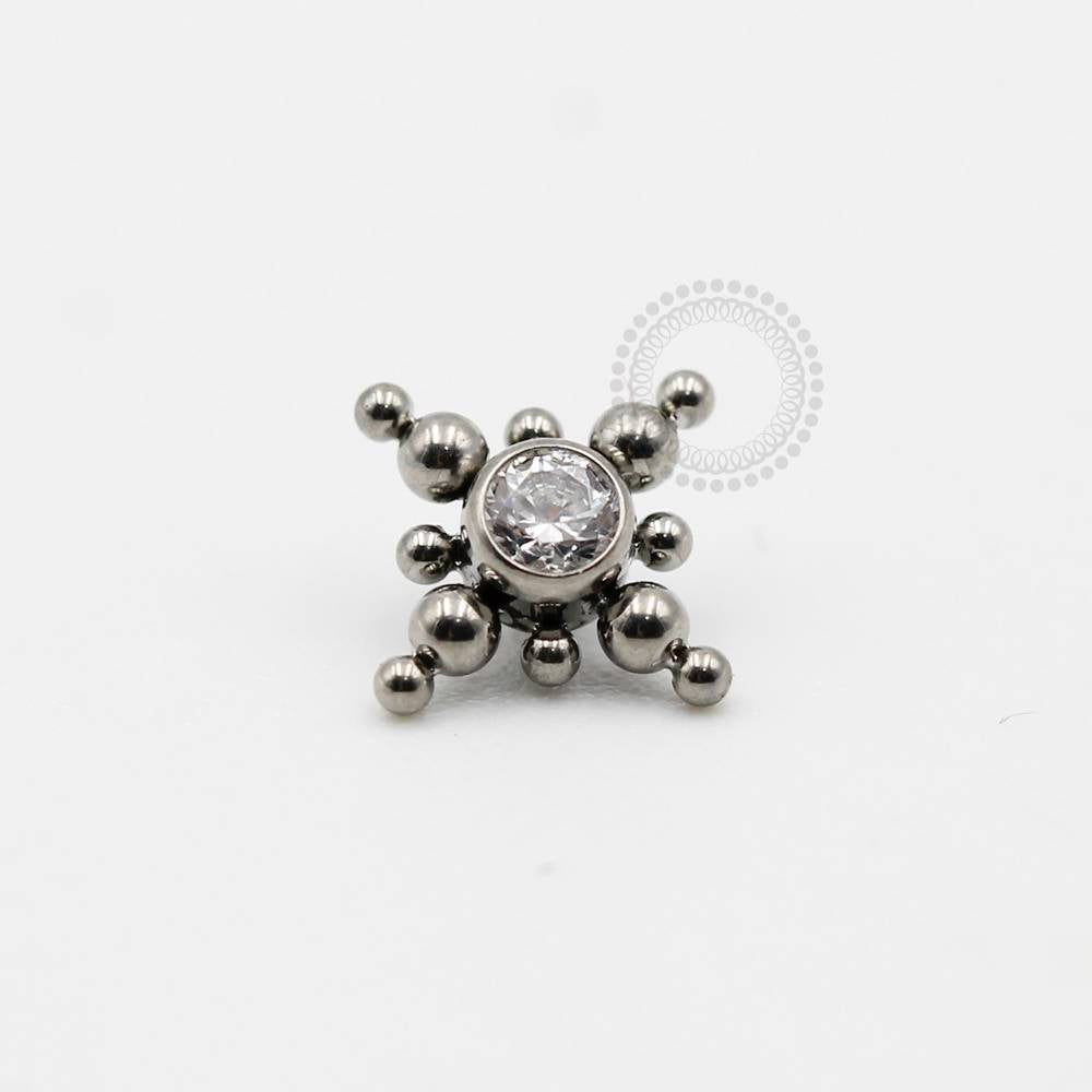 TN55 Topo Pedra Zirconia Com Esferas (Modelo 2) - Titânio