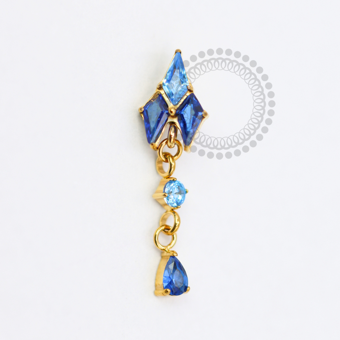 TN1744 Topo Zircônia Tanzania E Dark Blue Titânio PVD Gold