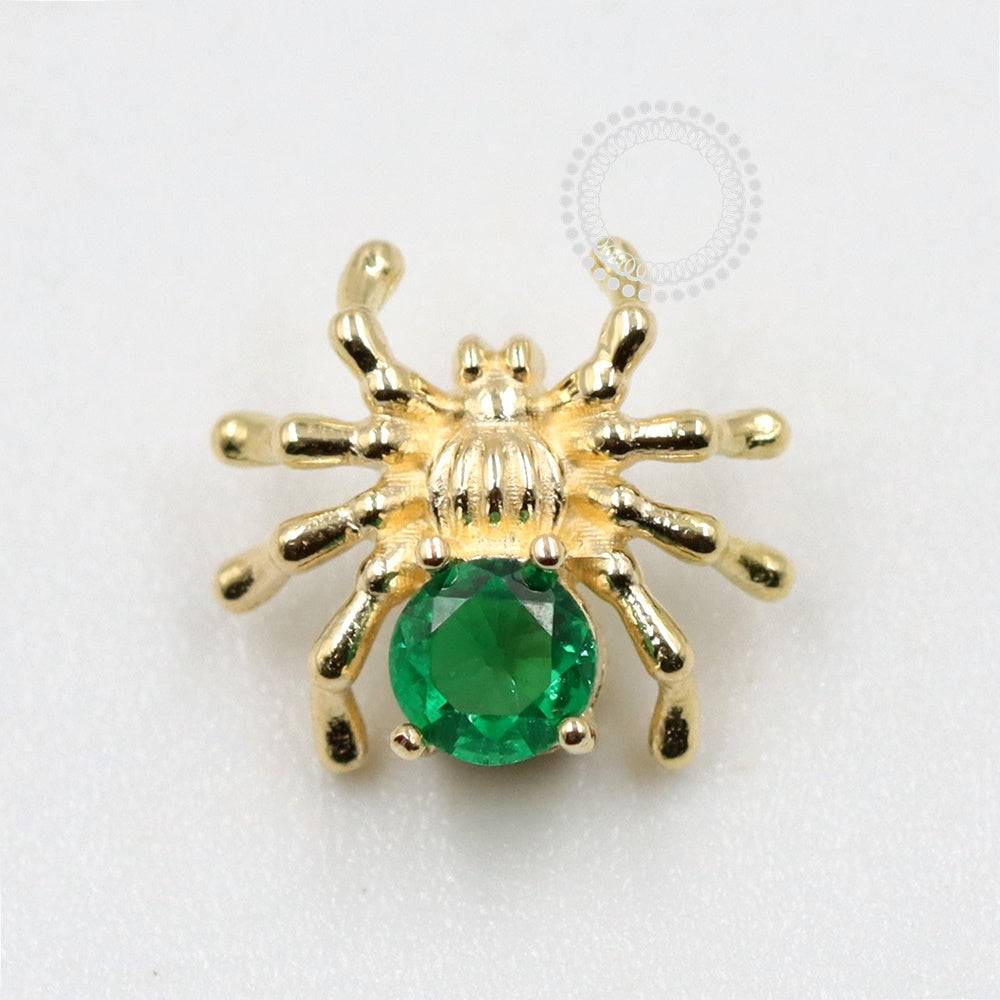 OR65 Topo Aranha Verde Esmeralda (0,062g) Ouro 18K
