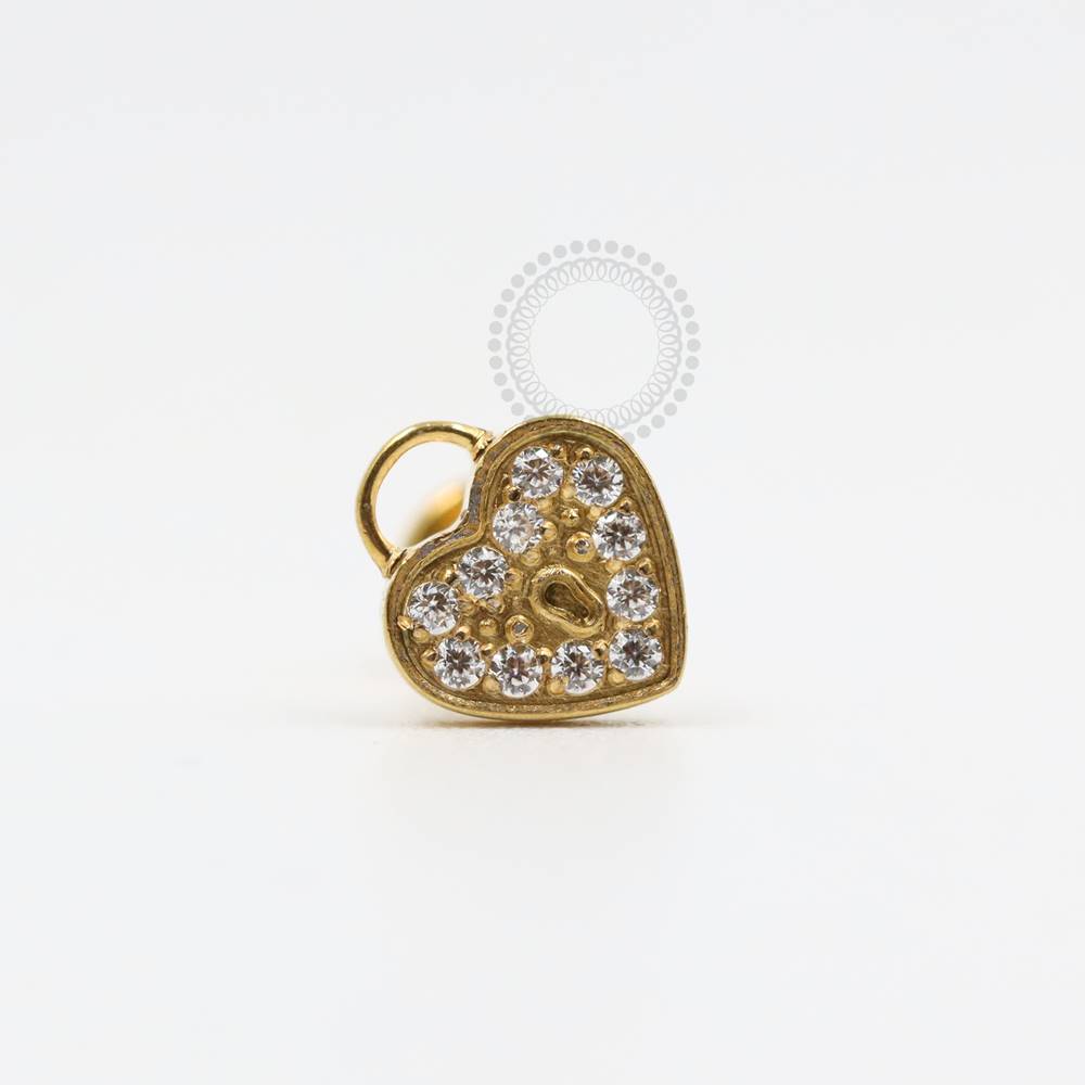 PVD103 Locked Heart Labret Pvd Gold