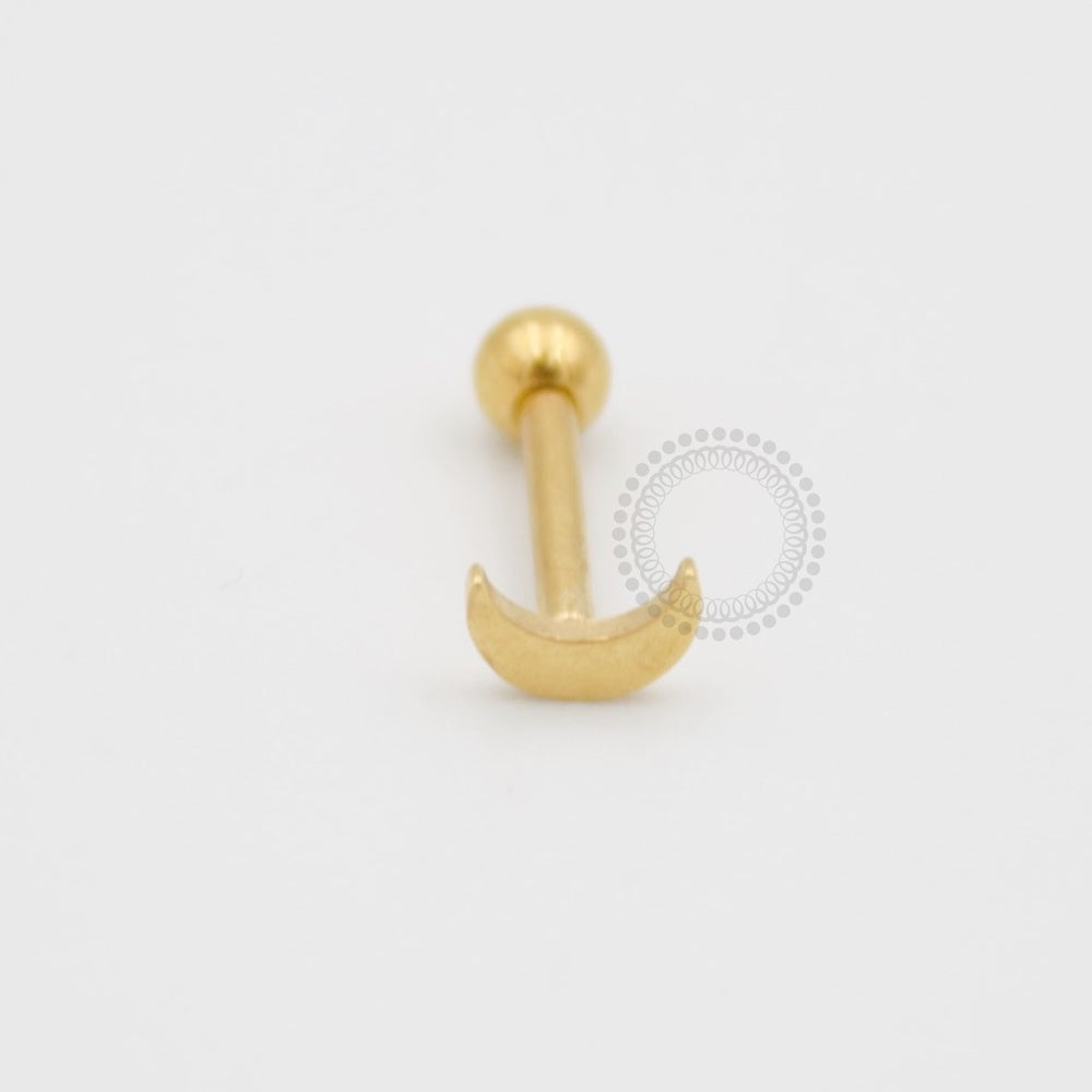 PVD36 Micro Barbell Moon Steel Pvd Gold
